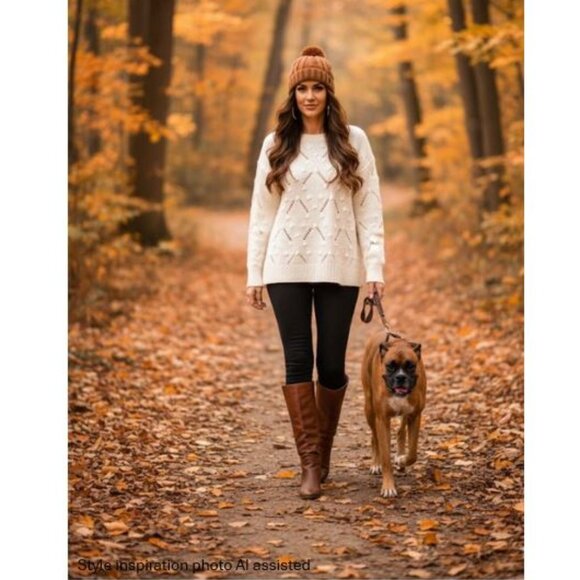 H&M, Ivory coloured open knit cozy sweater - Picture 2 of 11